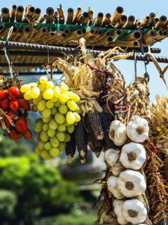 Fruits and vegetables at the roadside shop on Amalfi Drive, Amalfi Coast, Positano, Italy