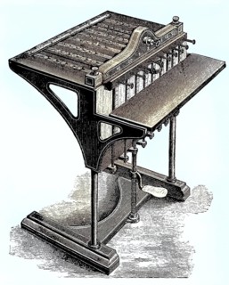 Wage payment machine, coloured wood engraving, reproduction of a model from ca 1888, historical,