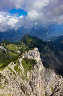 View from the Gamsfeld into the Osterhorn group, Russbach, Salzkammergut, Salzburg province,