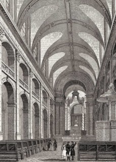 Interior, Dome of Les Invalides, Paris, antique steel engraved print, 1831