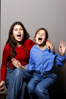 Girls, 8 and 13 years old, show their emotions, Bonn, 04.10.2023