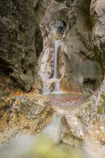 Heckenbach waterfall, The dripping eye of nature, Kochel am See, Bavaria, Germany