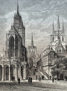 Cathedral Hill with Erfurt Cathedral and St Severus, Erfurt, Thuringia, Germany, 19th century