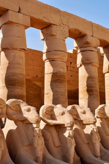 Aries sphinxes in front of the colonnades, Karnak Temple, Luxor, Egypt
