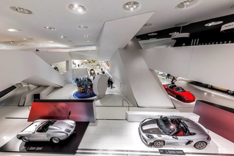 Porsche Museum Stuttgart-Zuffenhausen. The automotive museum of Dr. Ing. h.c. F. Porsche AG shows