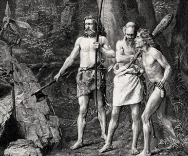 Teutonic men finding a Roman standard