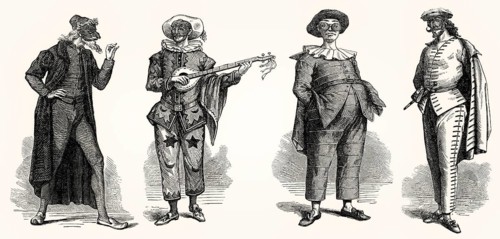 Classic characters, Carnival of Venice, Venice, Italy, 19th century