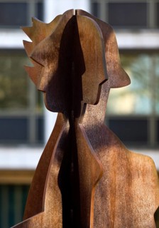 Detail of the artwork entitled The Wanderers by M. F. Otto, Corten steel, Georgsplatz, Hanover,