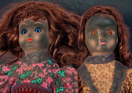 Old dolls, demonic faces
