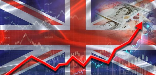 United Kingdom financial growth on market graph. Financial growth of the United Kingdom economy in