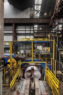 Thyssenkrupp hot rolling mill, coil im tilting mill, Hohenlimburg, Hagen, North Rhine-Westphalia,