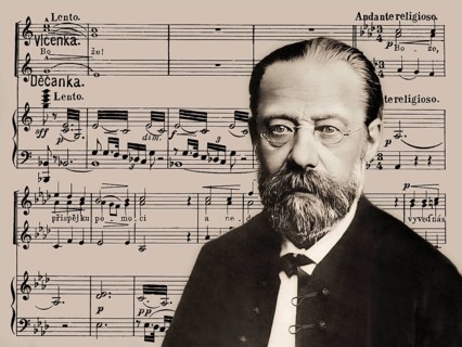 Bedrich Smetana, 1824 – 1884, Czech composer, digital edited according to a photograph, notation