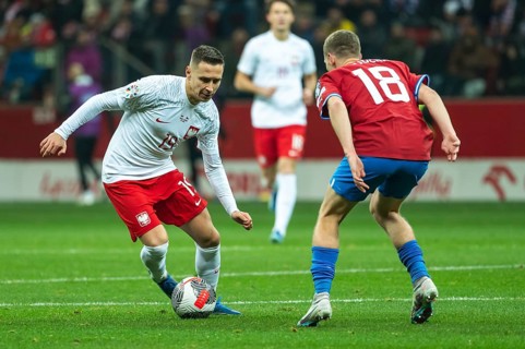WARSAW, POLAND - NOVEMBER 17, 2023: Qualifications for UEFA Euro 2024. Match Poland - Czech