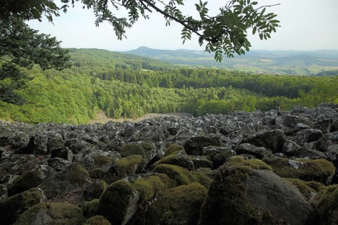 View from Schafstein, UNESCO, Biosphere Reserve, Lange Rhön, Bavaria, Germany