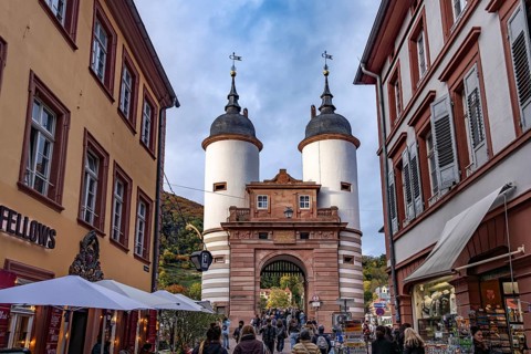 Gate of the Old Bridge in Heidelberg, Baden-Württemberg, Germany