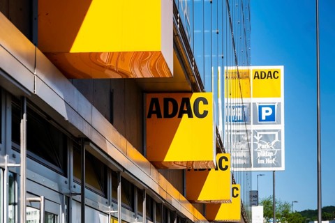 Several logos on an ADAC shop in Wuppertal, Germany