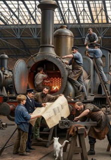 View of the Berliner Maschinenbauanstalt in Borsig, machine building, factory, industry, railroad,
