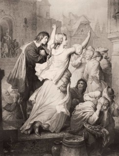 Clarchen calls the citizens to fight, scene from Egmont, a play by Johann Wolfgang von Goethe,