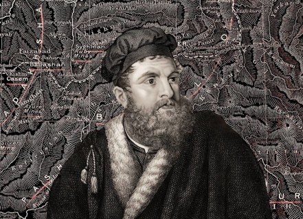 Marco Polo, c.?1254 –1324, an Italian merchant, explorer and writer, map of his travels, digital