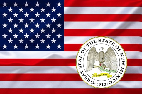 The flag of the USA with the coat of arms of New Mexico, Studio