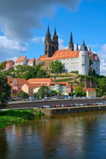 Albrechtsburg Castle and Meissen Cathedral on the River Elbe, Meissen, Saxony, Germany