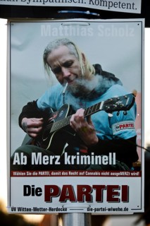 Election poster with Matthias Scholz, the direct candidate of Die Partei for constituency 139 in
