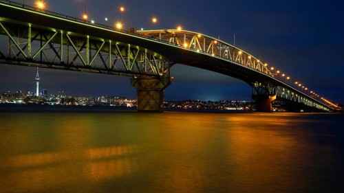 New Zealand, Auckland, harbour bridge at night, harbour bridge, architecture, Auckland, New Zealand