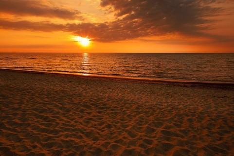 Beach at sunrise, Baltic Sea, Ostholstein, Germany