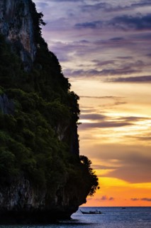 Evening sky near Krabi, weather, sunset, evening, boat, longtail boat, fishing boat, sky colouring,