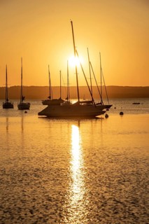 Sunset over the Lake Ammer near Herrsching, Bavaria, Germany