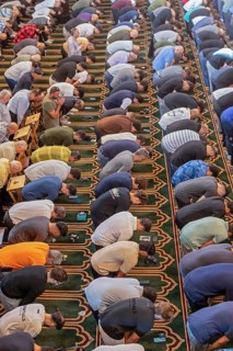 Dearborn, Michigan, Friday prayers at the Islamic Center of America, the largest mosque in North