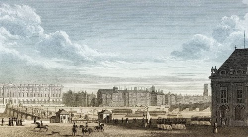 View of Paris, the Institut de France, Paris, antique steel engraved print, 1831