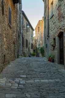 View of a little Street in the little wine town of Montefioralle, Chianti, Florence, Firenze,