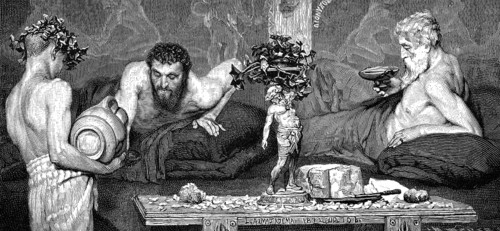 Men drinking wine in ancient Greece