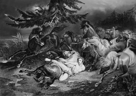 Scene from Mazeppa, a narrative poem written by Lord Byron in 1819, digital edited