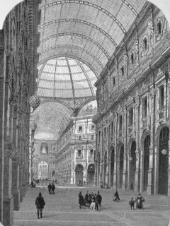 Galleria Vittorio Emanuele II. Victor Emanuele II. -Gallery, in Milan in 1869, Italy, Historic,