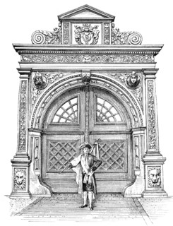 Historical architectural illustration from the 19th Century, 1881, German Renaissance style, 16th