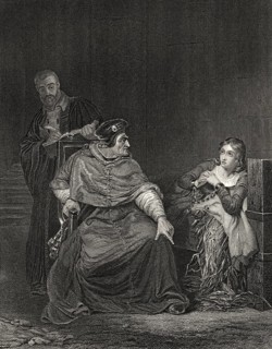 Kardinal Beaufort verhört Jeanne d'Arc im Gefängnis, Szene aus Heinrich VI, Teil 1, einem