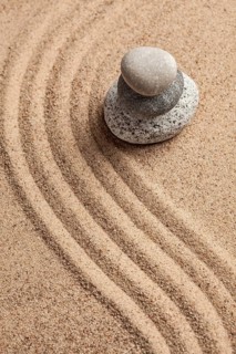 Japanese Zen stone garden, relaxation, meditation, simplicity and balance concept, pebbles and