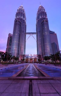 KUALA LUMPUR, MALAYSIA, MAY 5: Petronas Twin Towers in twilight on May 5, 2011 in Kuala Lumpur.