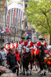 Parade of historically costumed guildsmen, Sechseläuten or Sächsilüüte, Zurich Spring Festival,
