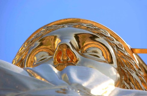 The head of the gilded goddess of victory on the Berlin Victory Column