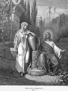 Jesus and the Samaritan woman, give me a sip of water, John, chapter 4, verse 7, Jacob's well, draw
