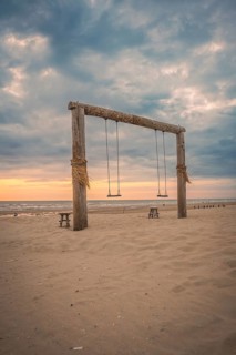 Sunset swing on the beach, Zandvoort, Netherlands