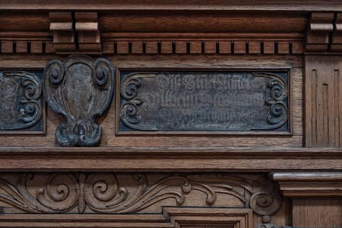 Detail of the craftsman's chair or alms chair from 1647, St. Lawrence Church, Nuremberg, Middle
