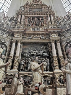 Epitaph, alabaster tomb, praying group of figures, Morizkirche, Evangelical Lutheran Town Church of