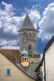 St. Michael church tower and town hall tower, Neunkirchen am Brand, Upper Franconia, Bavaria,