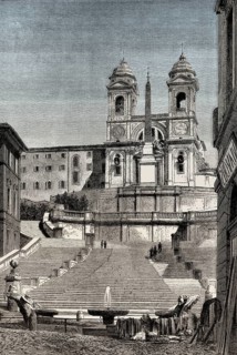 The Spanish Steps, Trinità dei Monti church at the top, Rome, Italy, 19th Century