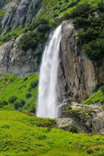 Wyssebach Falls plunges over a striking cliff, Canton of Bern, Switzerland