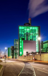 The Lausward combined heat and power plant in Düsseldorf, gas and steam turbine power plant,